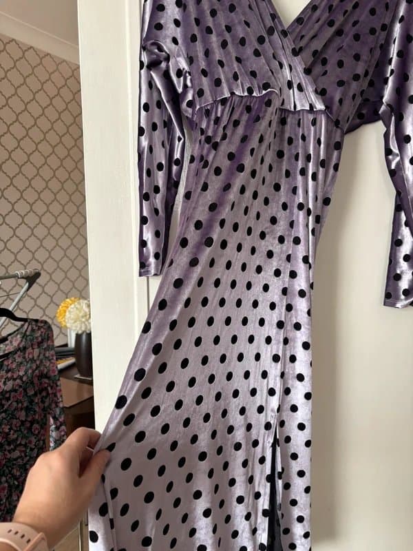 ASOS Lilac Polka Dot Velvet Dress