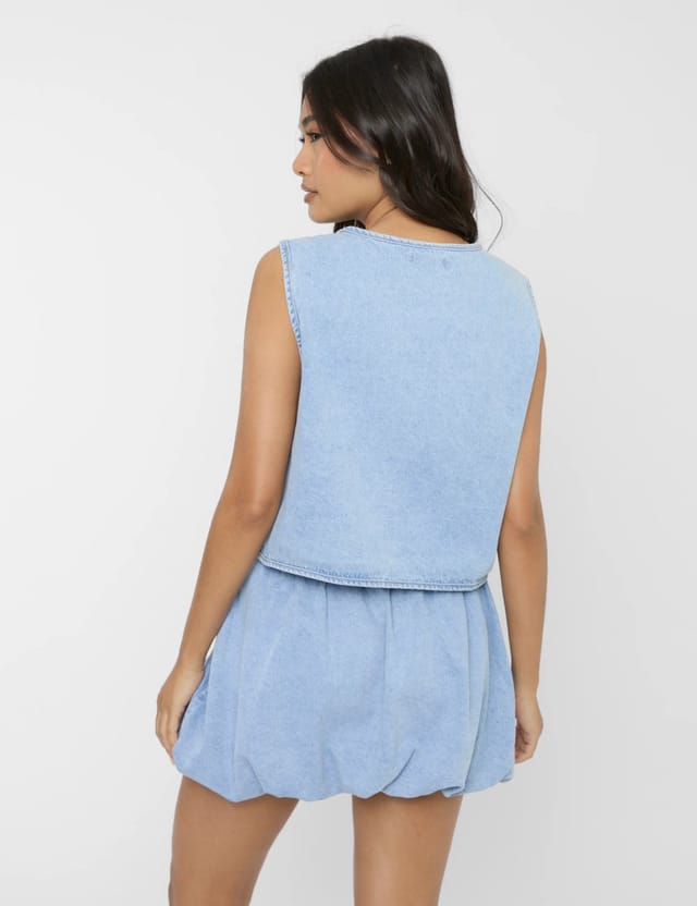 Public Desire Front Tie Waistcoat Light Blue - 3