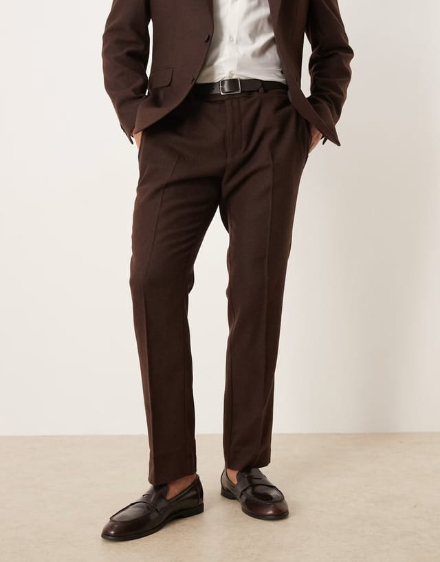 ASOS ASOS DESIGN slim suit trouser with wool in dark brown - 2