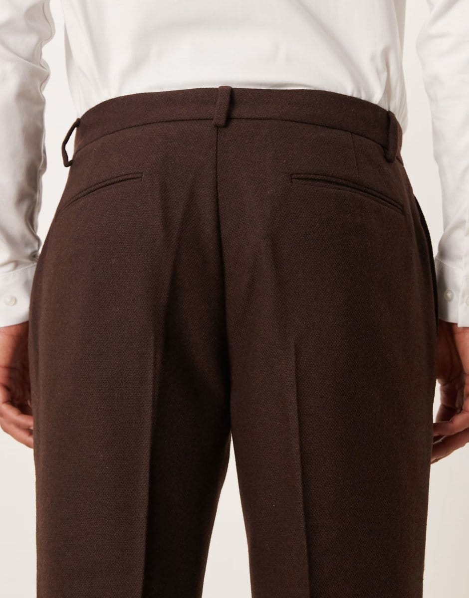 ASOS ASOS DESIGN slim suit trouser with wool in dark brown - 4