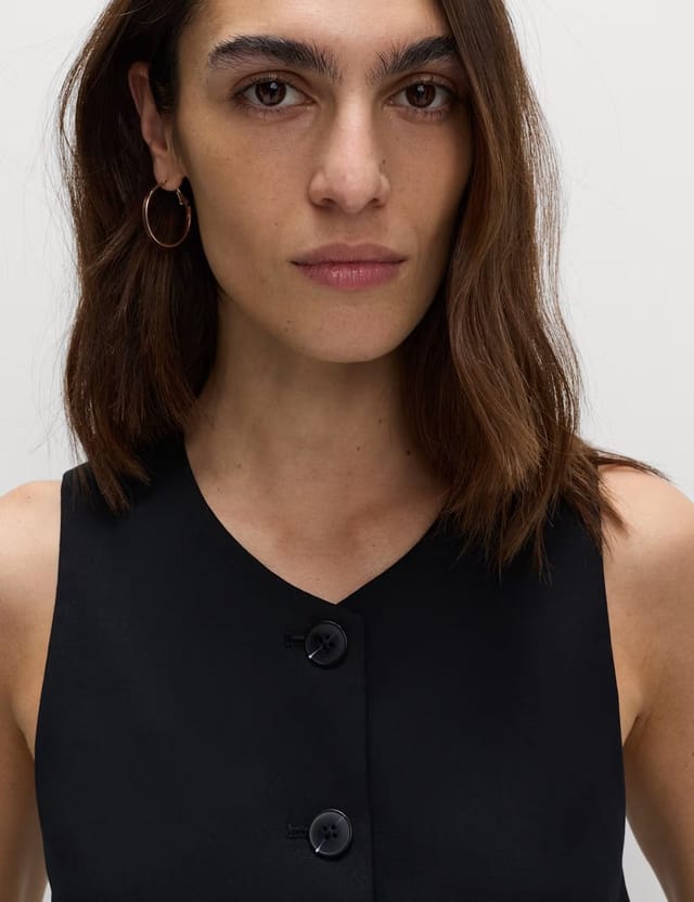 Marks & Spencer M&S Collarless Button-Through Waistcoat Black - 3