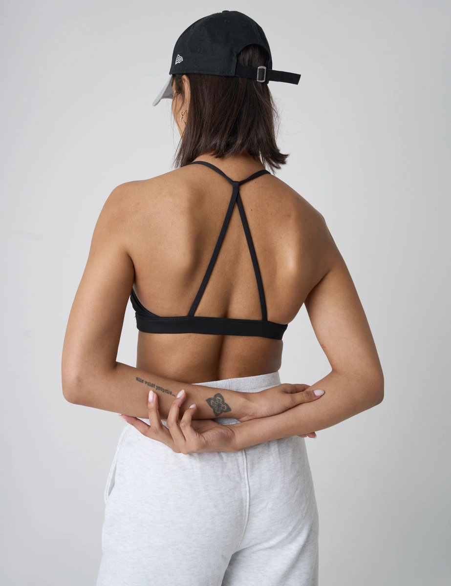 Public Desire Cross Over Back Detail Sports Bra Black - 2