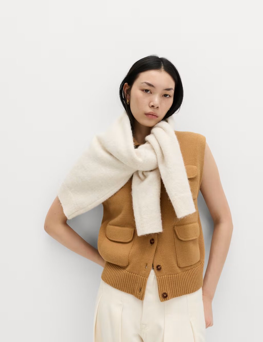 Marks & Spencer M&S Cotton Rich Pocket Knitted Waistcoat Dark Sand - 3