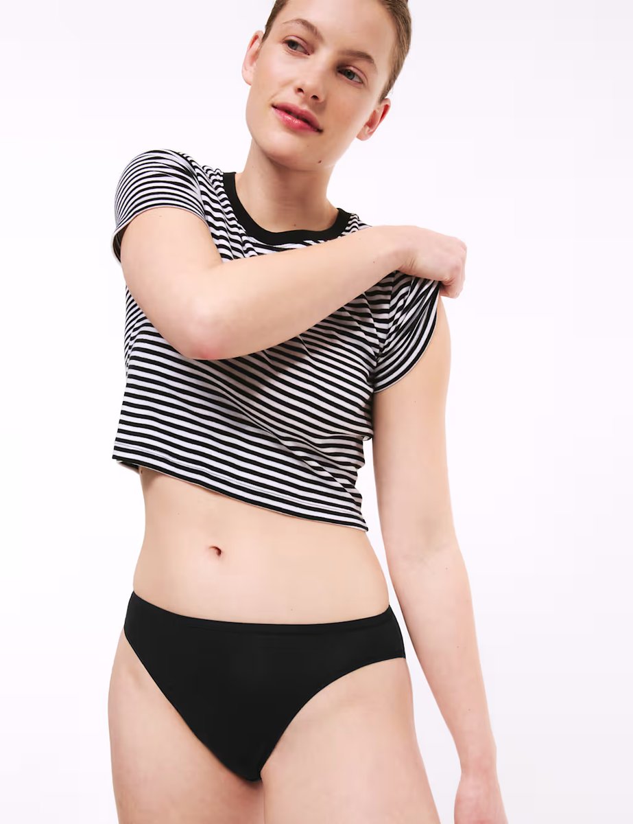 Marks & Spencer M&S 5pk No VPL Cotton Modal High Leg Knickers Black - 3