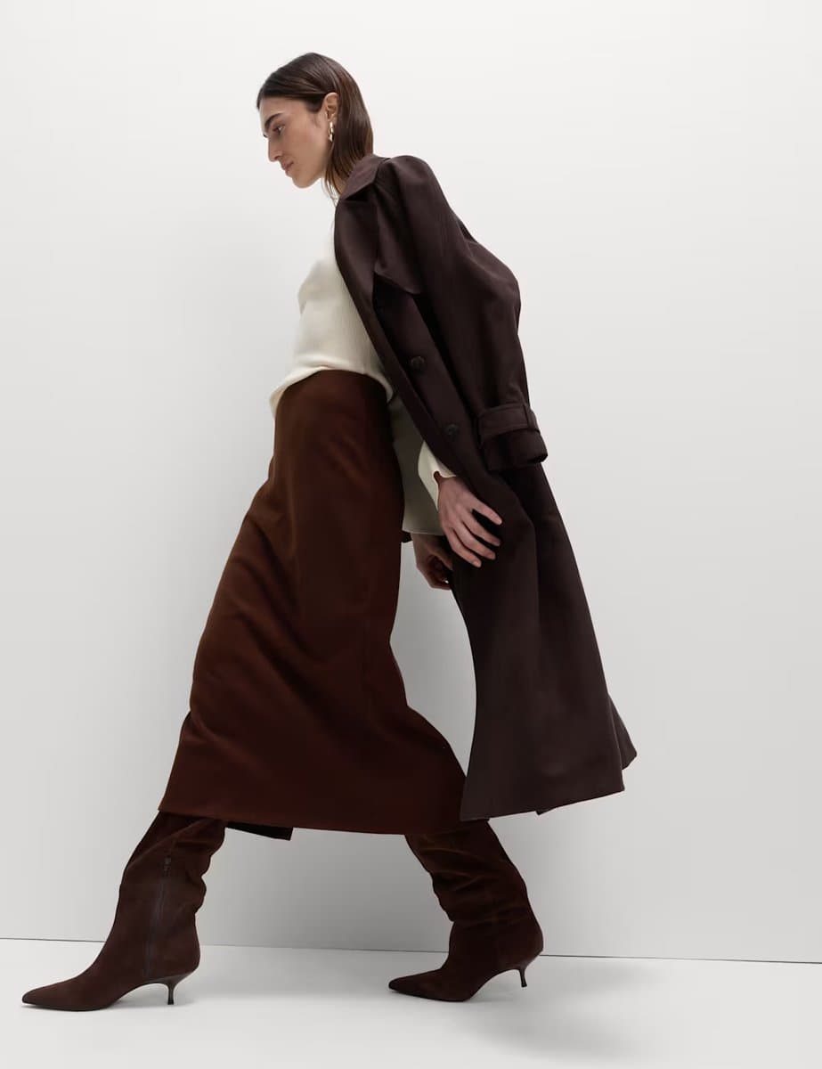 Marks & Spencer M&S Cosy Chocolate Midi Pencil Skirt