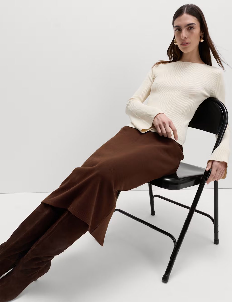 Marks & Spencer M&S Cotton Blend Cosy Midi Pencil Skirt Chocolate - 3