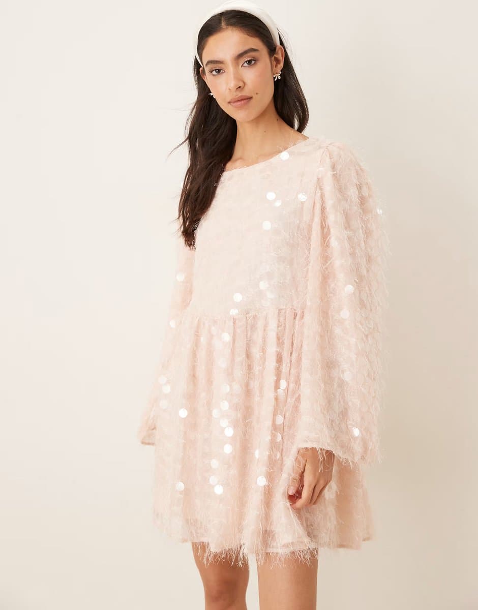 ASOS Sister Jane Teese open back sequin mini dress in blush