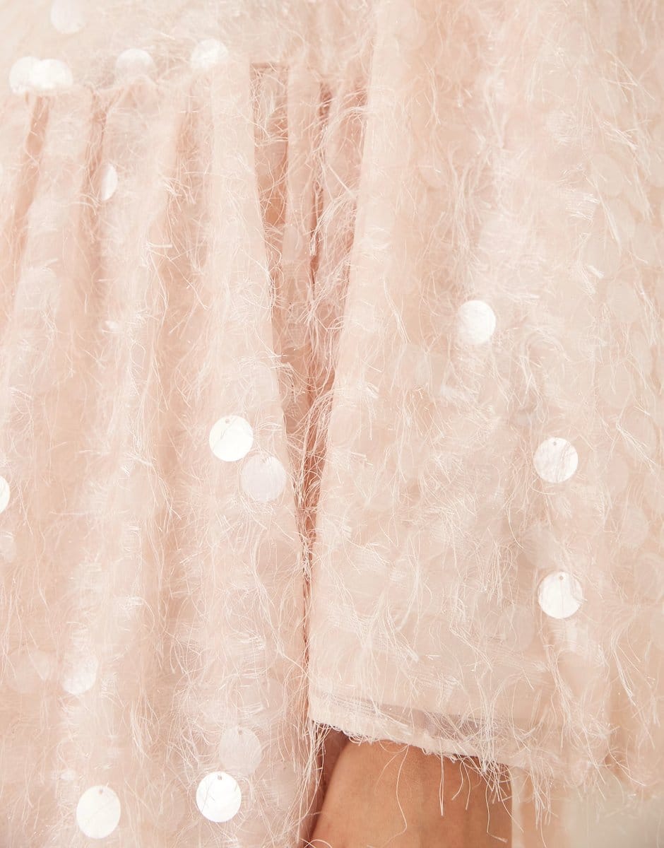 ASOS Sister Jane Teese open back sequin mini dress in blush - 4