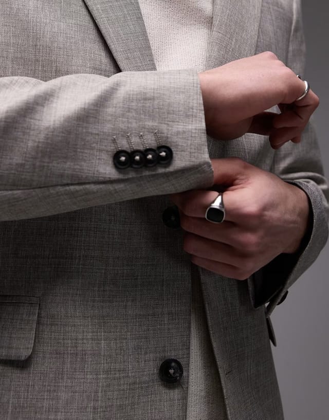 ASOS Topman relaxed textured suit jacket in stone - 2