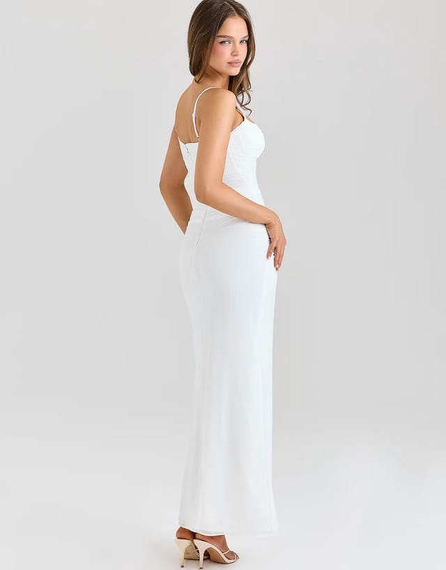 ASOS House of CB Lini white mesh maxi dress in white - 2
