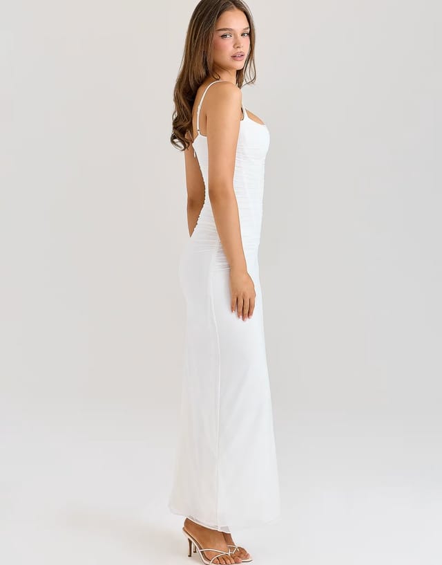 ASOS House of CB Lini white mesh maxi dress in white - 3