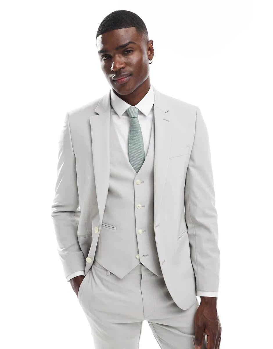 ASOS ASOS DESIGN skinny suit jacket in light grey