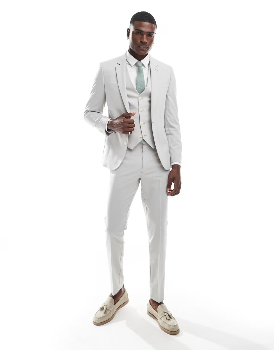 ASOS ASOS DESIGN skinny suit jacket in light grey - 2