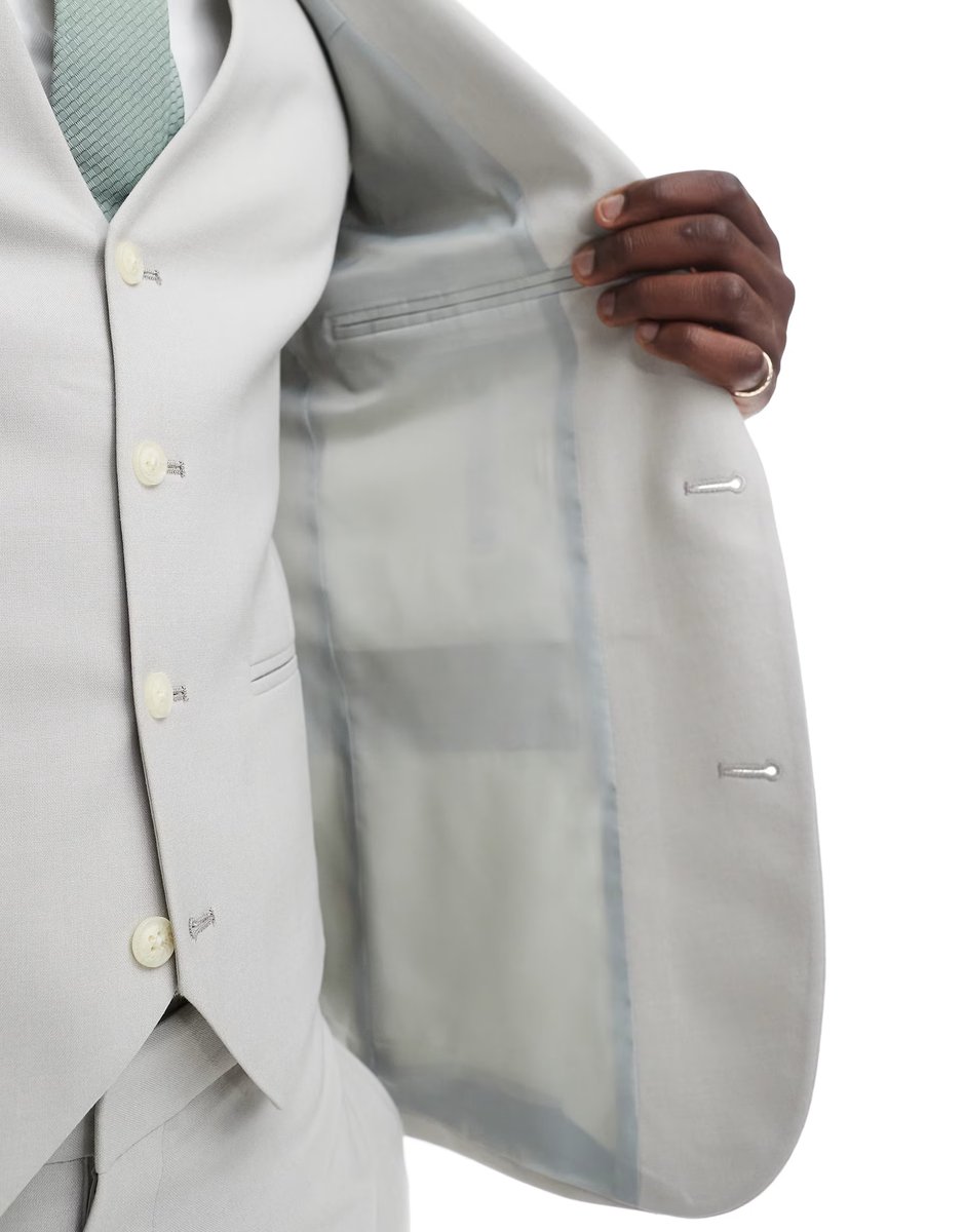 ASOS ASOS DESIGN skinny suit jacket in light grey - 4