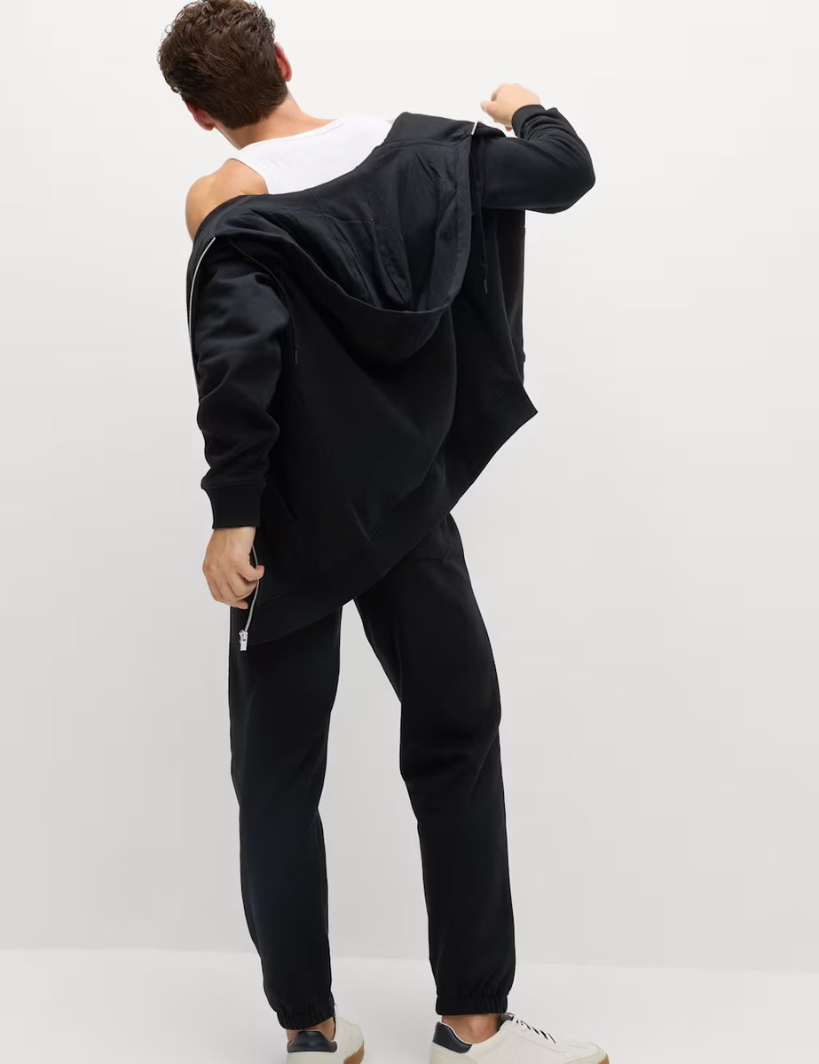 Marks & Spencer M&S Cotton Rich Zip Through Hoodie Black - 4