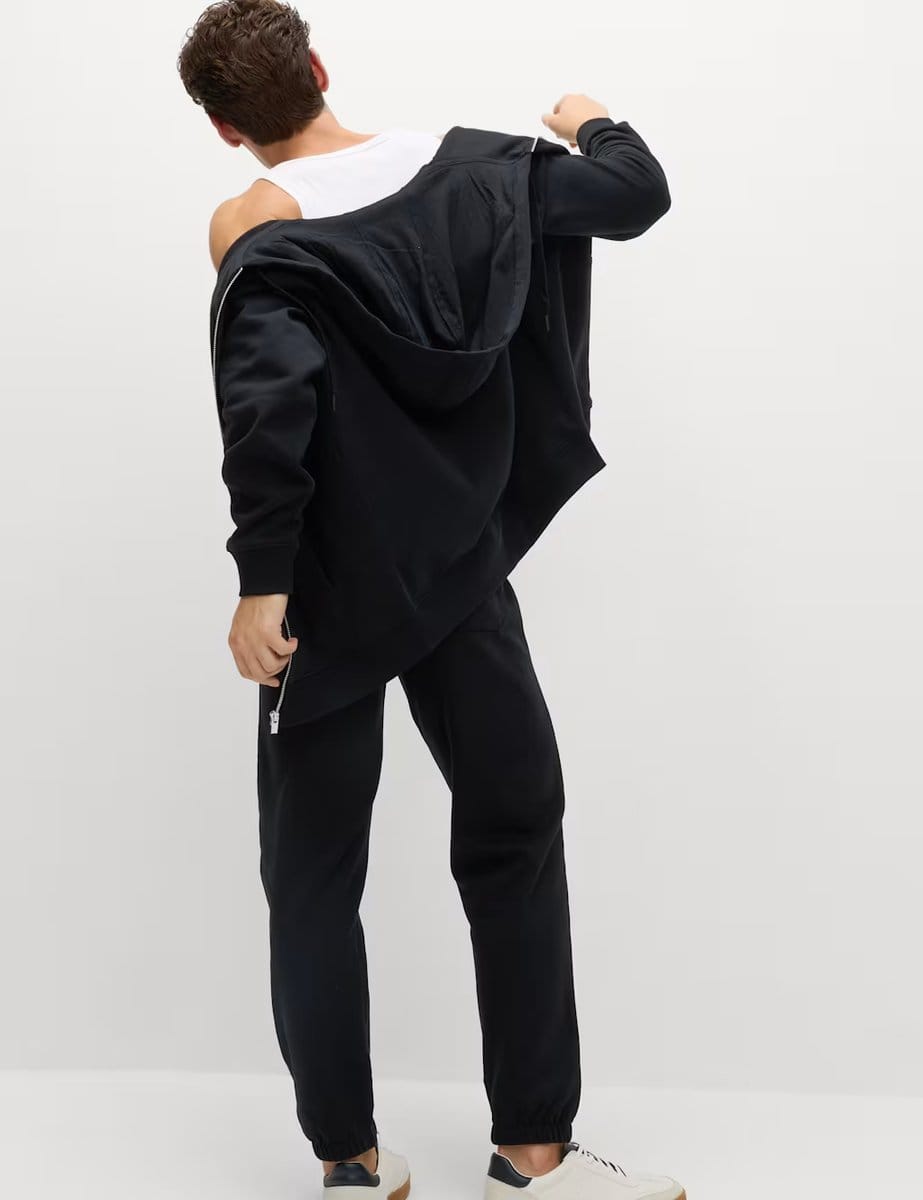 Marks & Spencer M&S Cotton Rich Zip Through Hoodie Black - 4