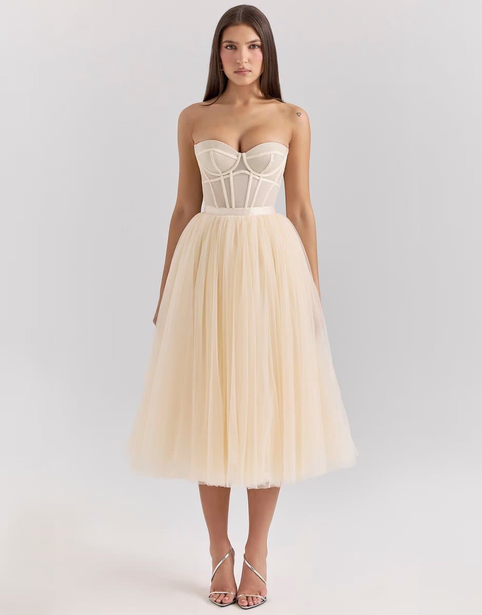 ASOS House of CB Darling midi dress in vintage cream