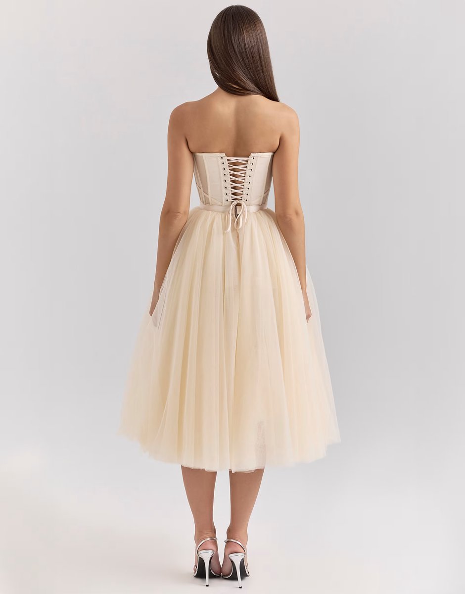 ASOS House of CB Darling midi dress in vintage cream - 3