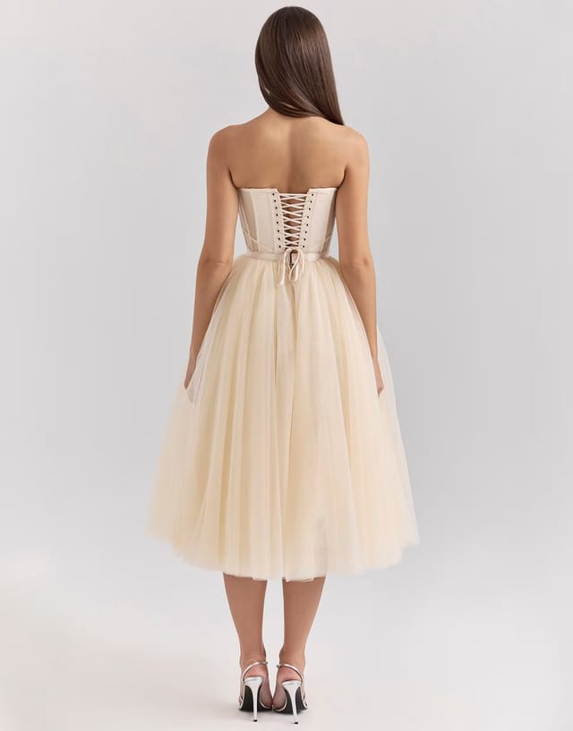 ASOS House of CB Darling midi dress in vintage cream - 3