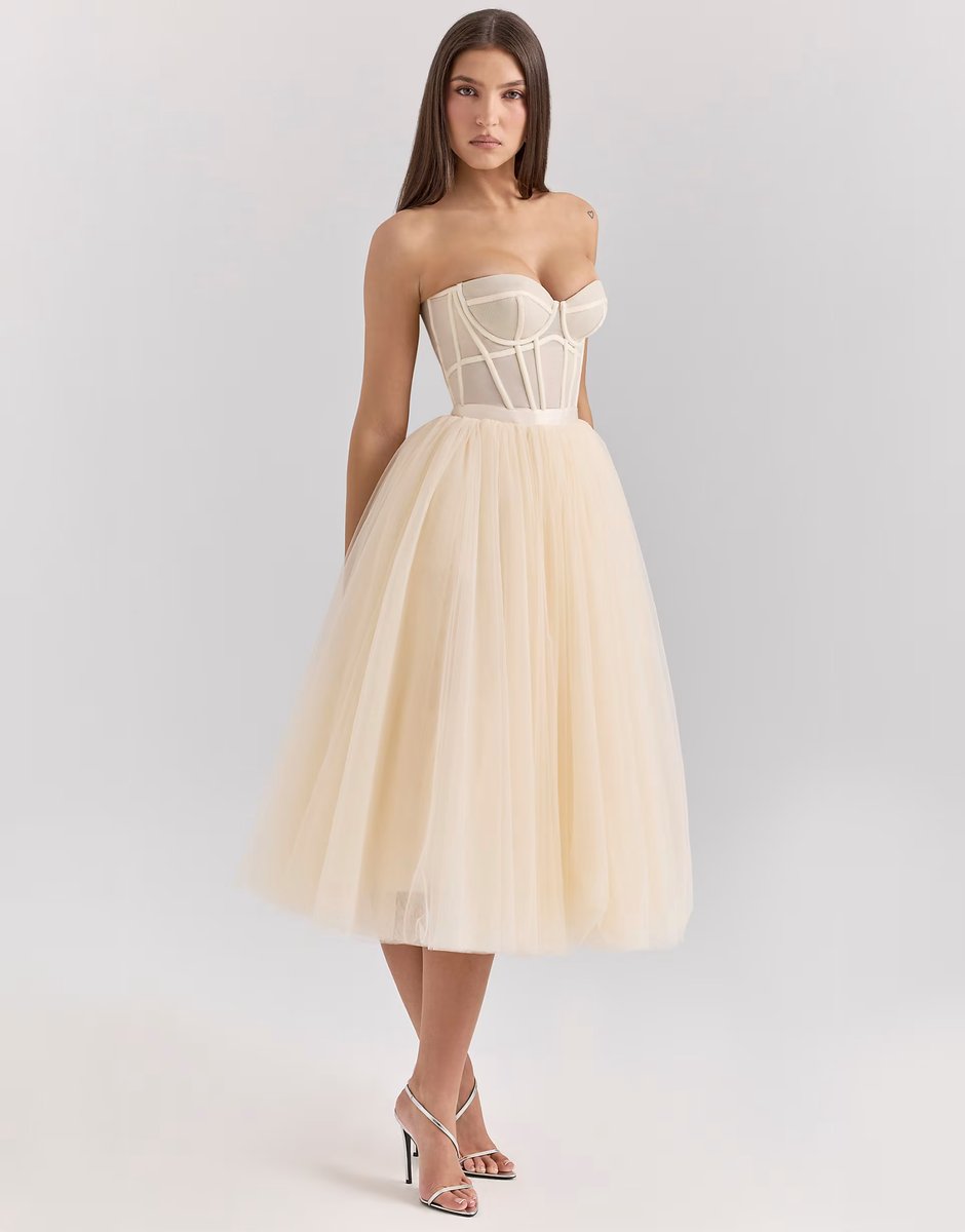 ASOS House of CB Darling midi dress in vintage cream - 4