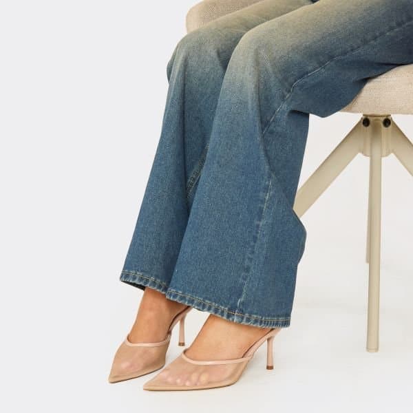 EGO EGO Elegant Pointed Mesh Toe Heeled Mule in Nude