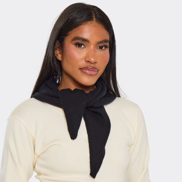 EGO EGO Chic Tie Front Shawl Scarf in Black