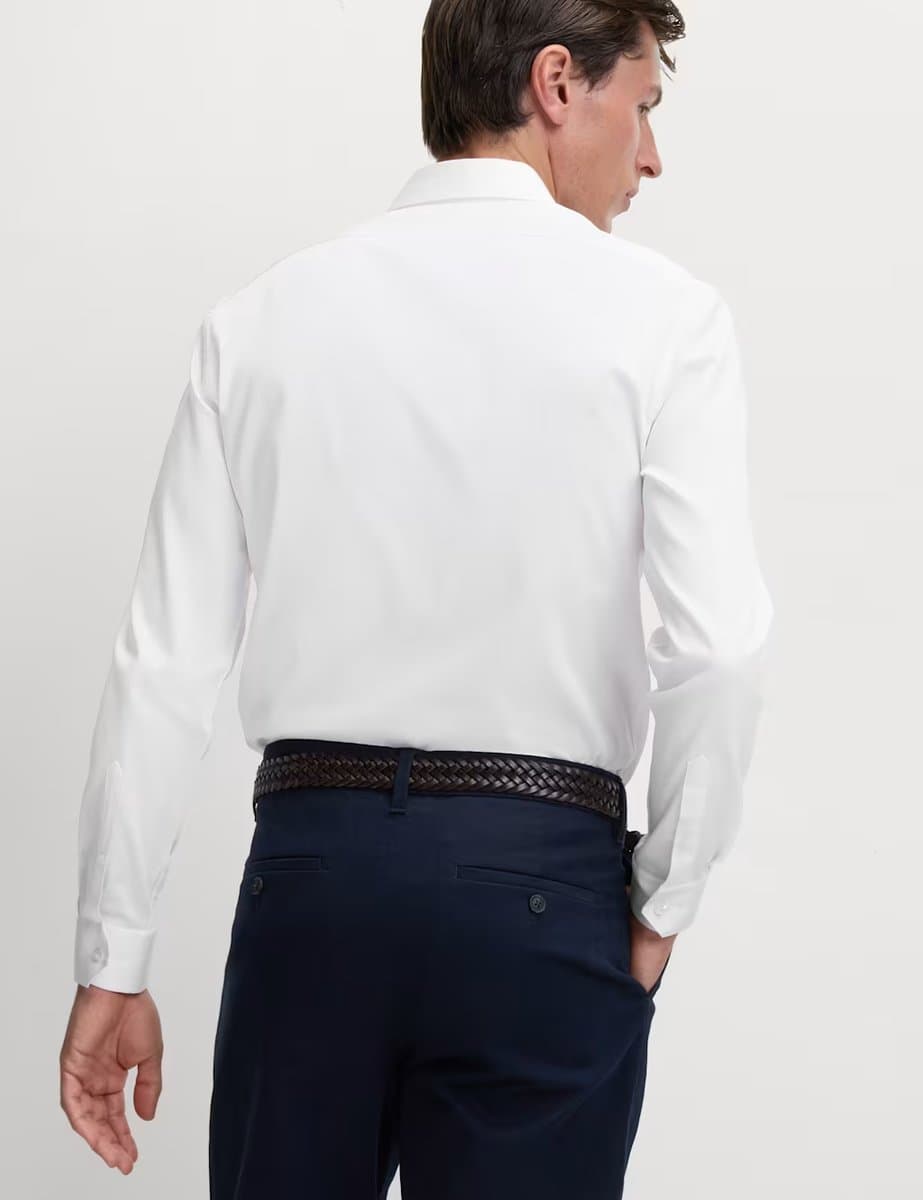 Marks & Spencer M&S Slim Fit Pure Easy Iron Cotton with Stretch Shirt White