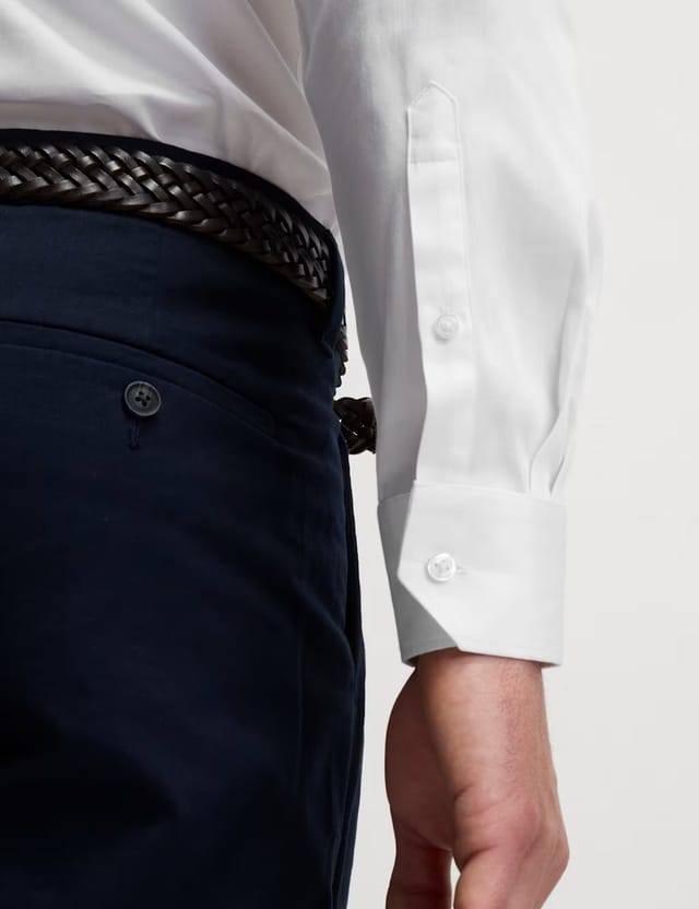 Marks & Spencer M&S Slim Fit Pure Easy Iron Cotton with Stretch Shirt White - 3