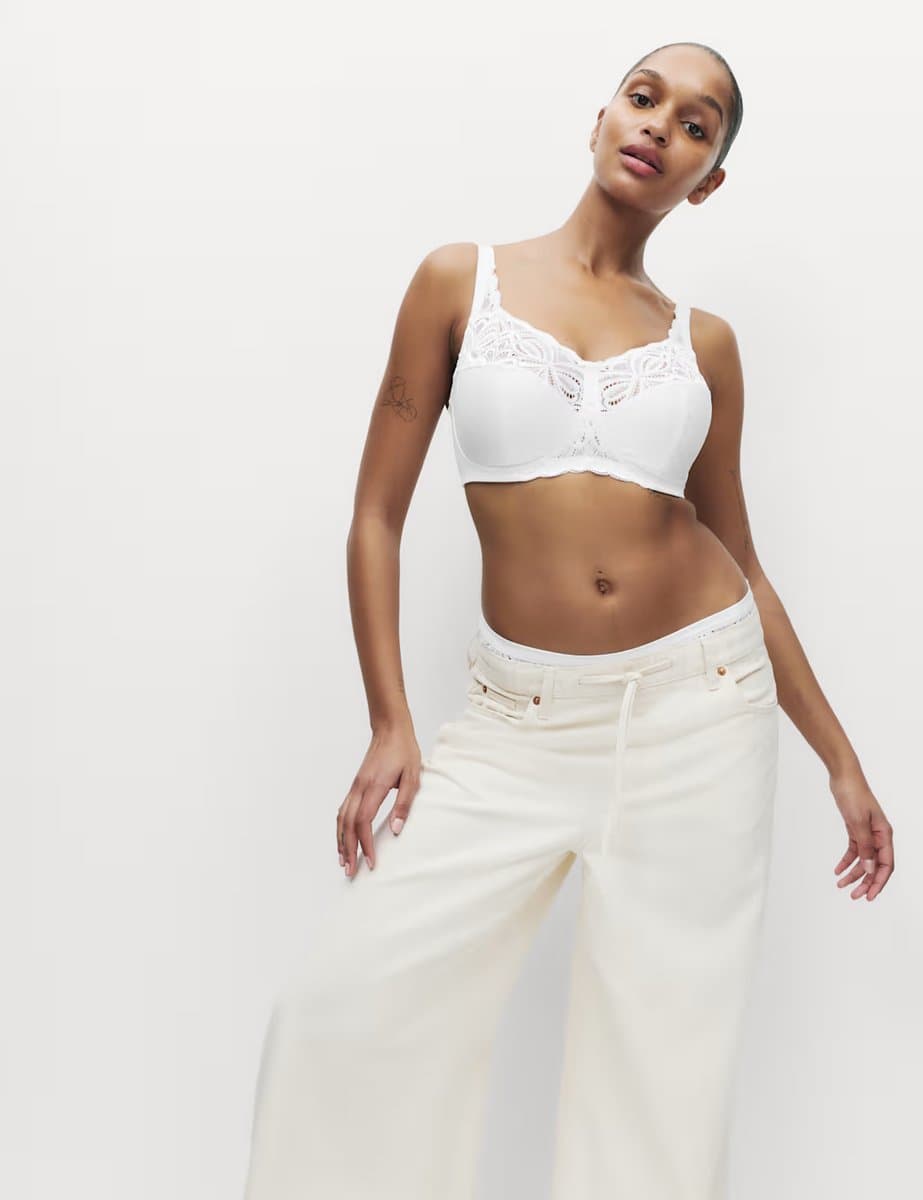 Marks & Spencer M&S Amelia Lace Non Wired Total Support Bra B-H White