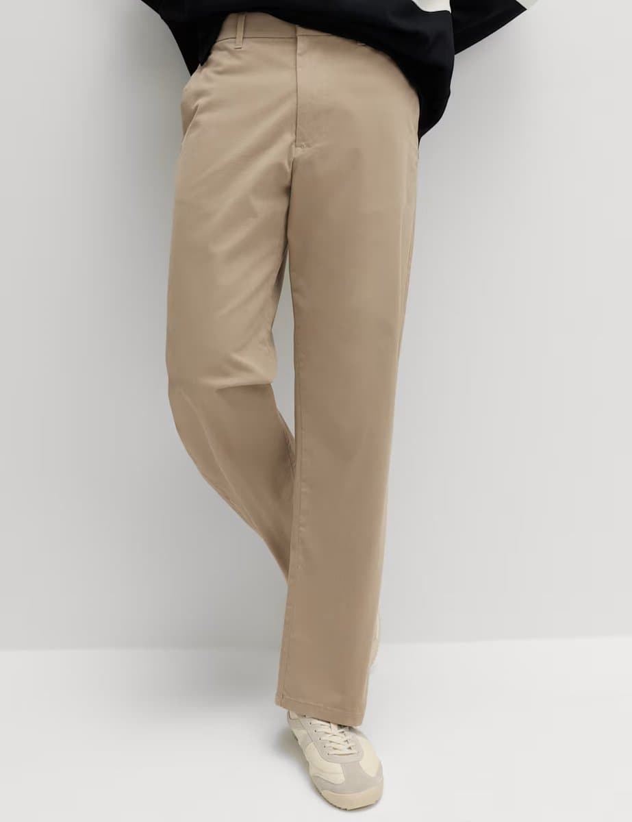 Marks & Spencer M&S Loose Fit Stretch Chinos in Putty