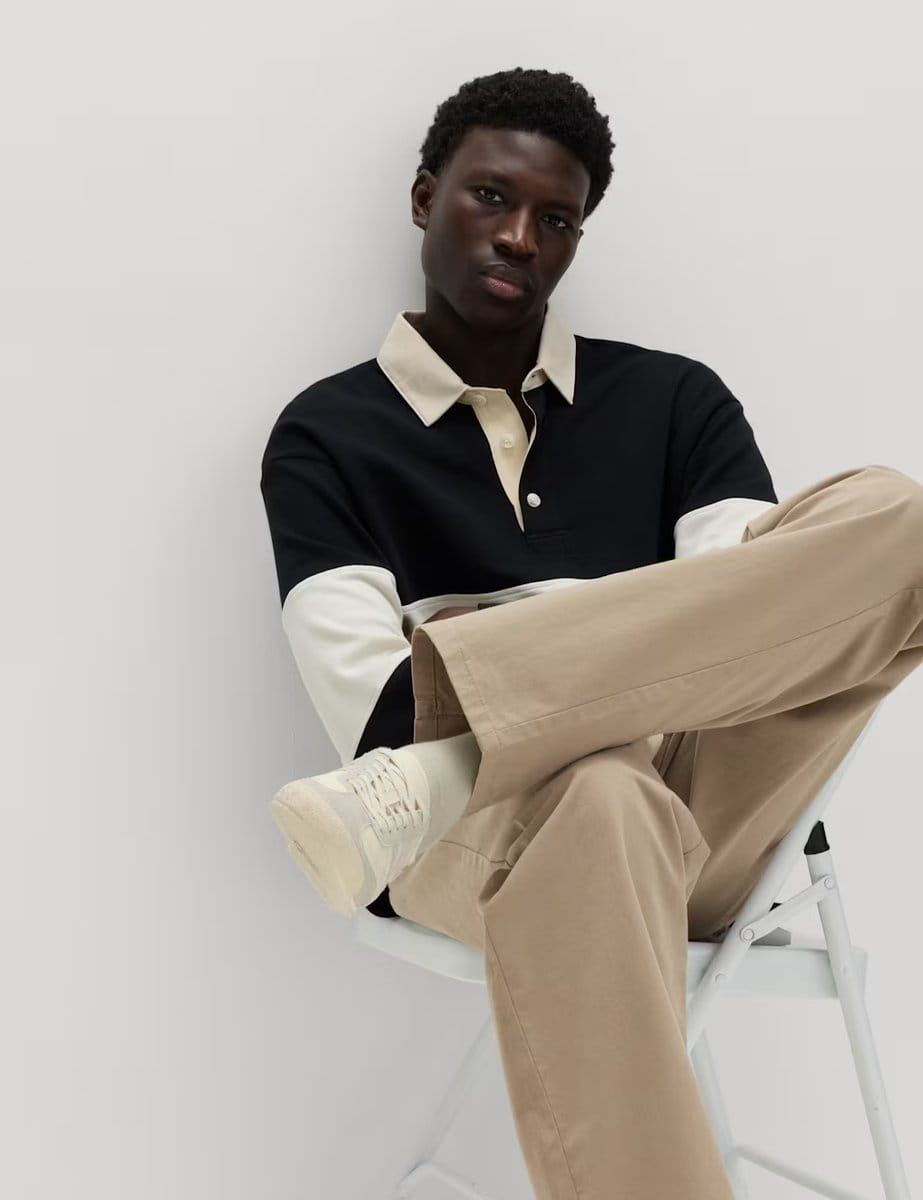 Marks & Spencer M&S Loose Fit Stretch Chinos Putty - 4