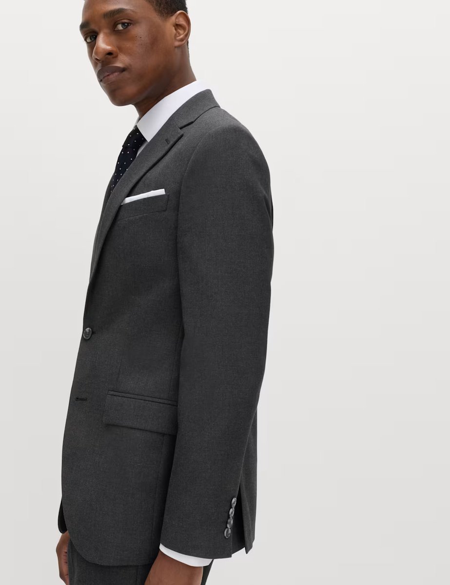 Marks & Spencer M&S Slim Fit Machine Washable Suit Jacket Charcoal - 2