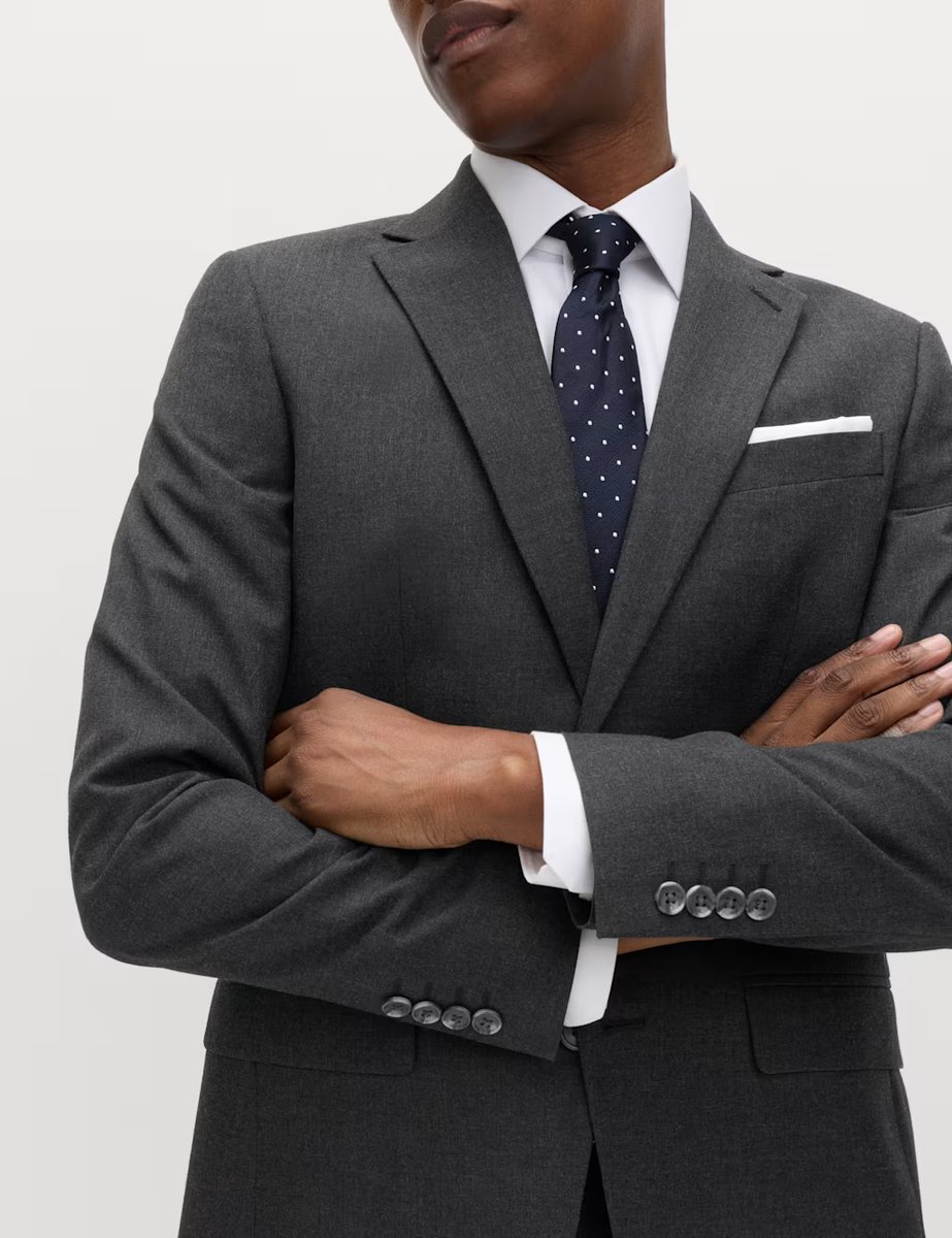 Marks & Spencer M&S Slim Fit Machine Washable Suit Jacket Charcoal - 4