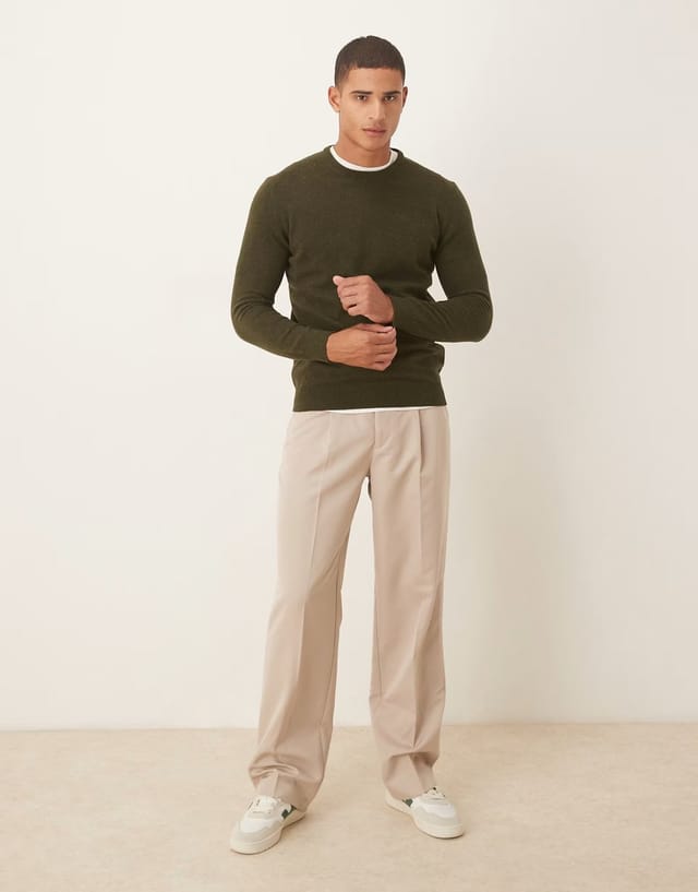 ASOS Barbour Essential lambswool crew neck sweater in seaweed - 2