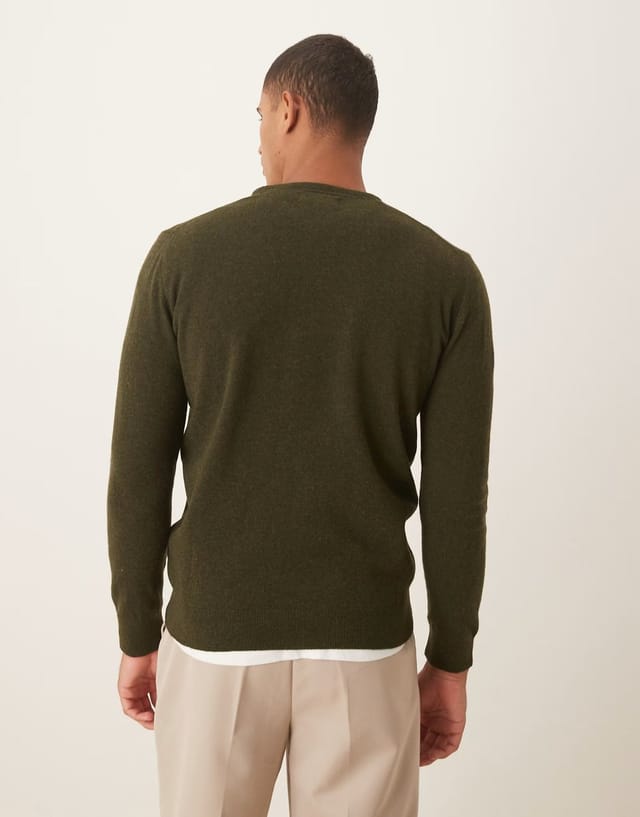 ASOS Barbour Essential lambswool crew neck sweater in seaweed - 3