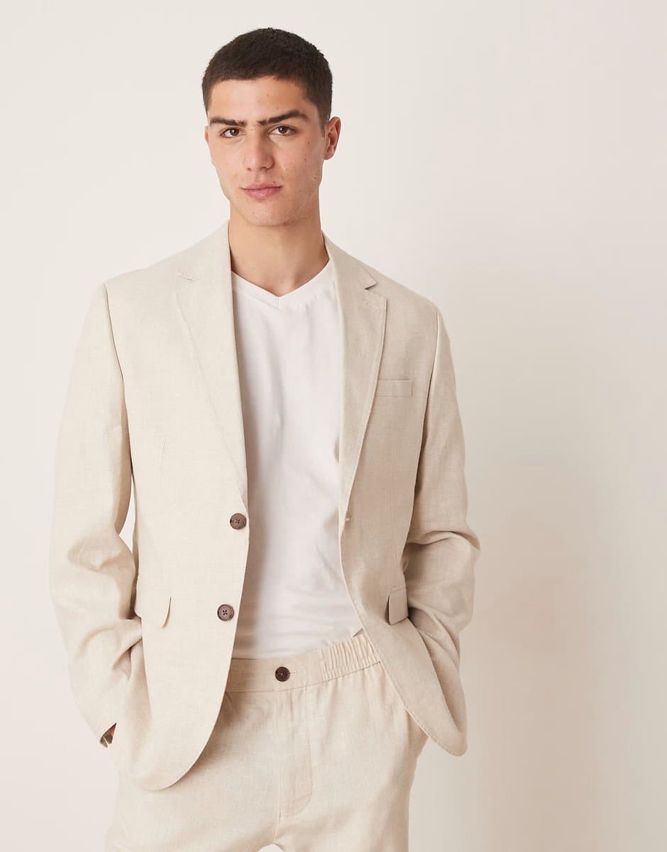 ASOS Selected Malik Linen blazer in cream