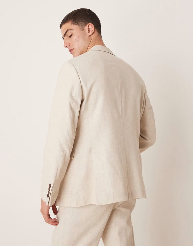 ASOS Selected Malik Linen blazer in cream - 3
