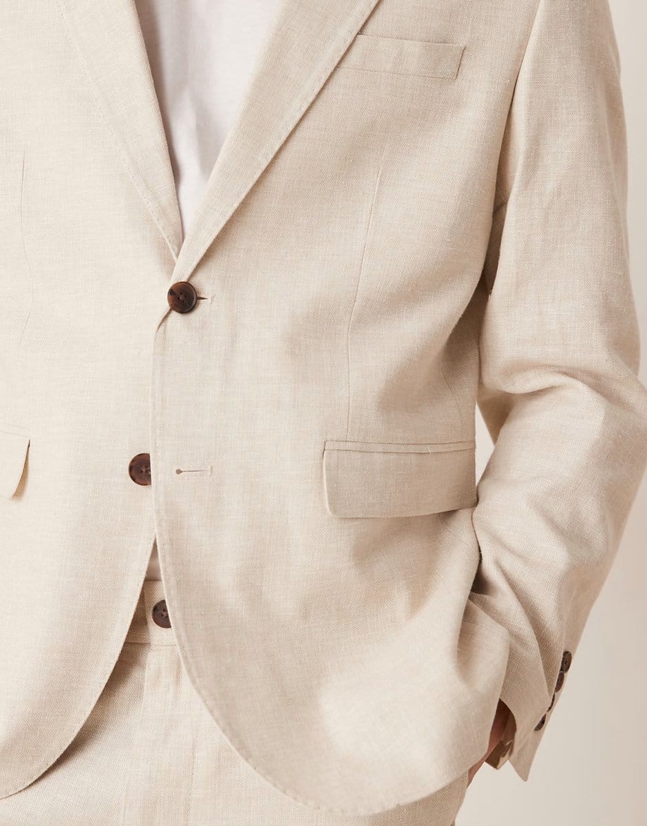 ASOS Selected Malik Linen blazer in cream - 4