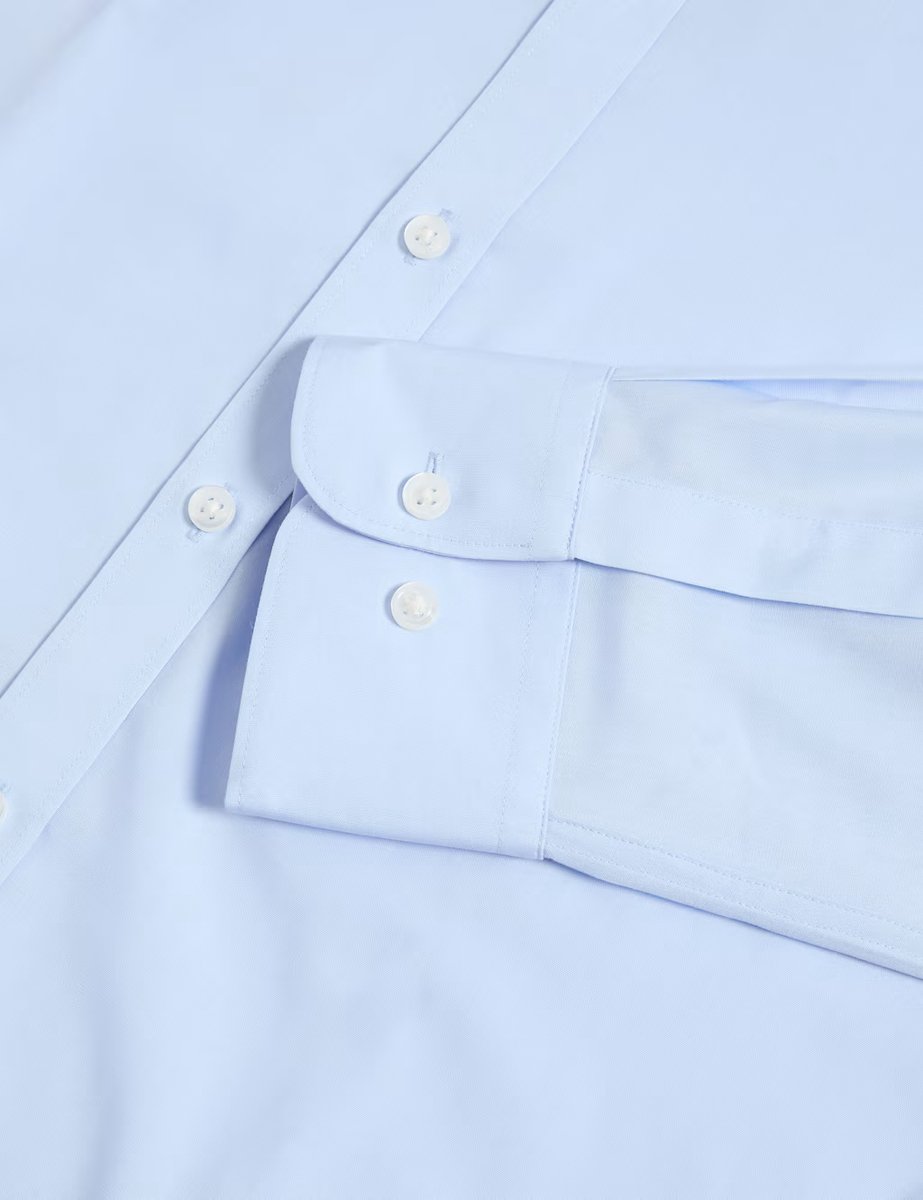 Marks & Spencer M&S Slim Fit Easy Iron Cotton Blend Shirt Light Blue - 2