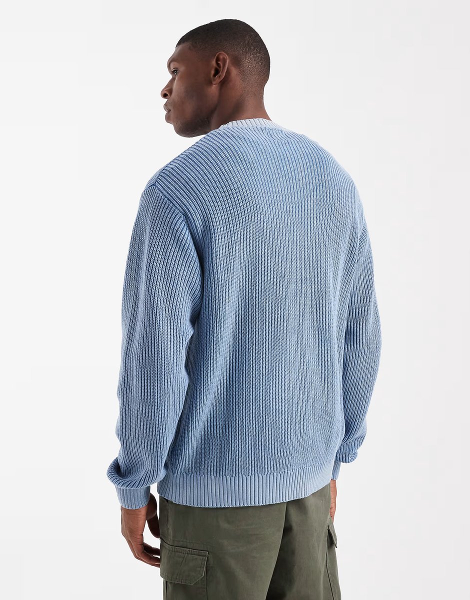 ASOS Redefined Rebel boxy knitted jumper in light blue acid wash - 3