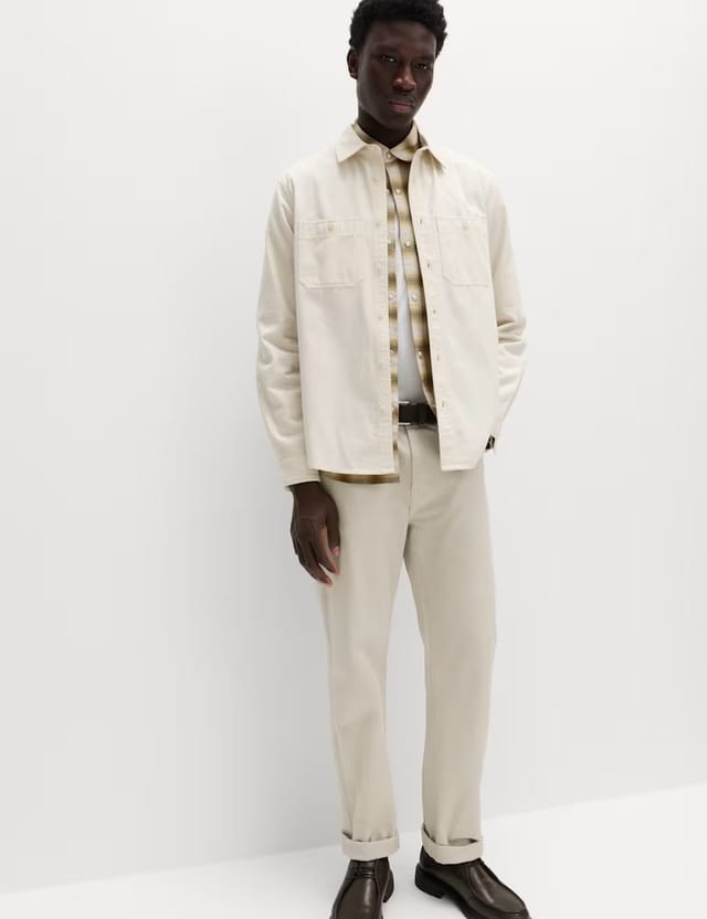 Marks & Spencer M&S Pure Cotton Garment Dye Oxford Shirt Ecru - 2