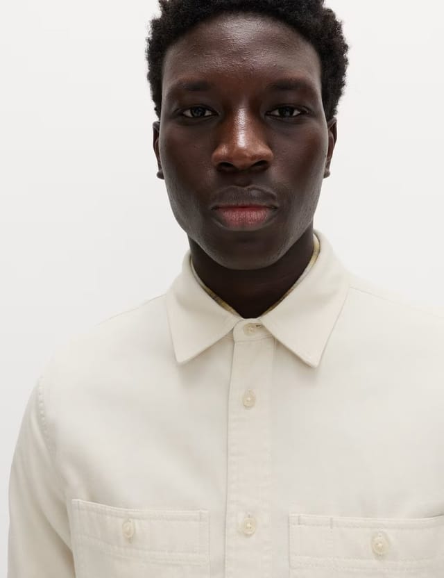 Marks & Spencer M&S Pure Cotton Garment Dye Oxford Shirt Ecru - 3