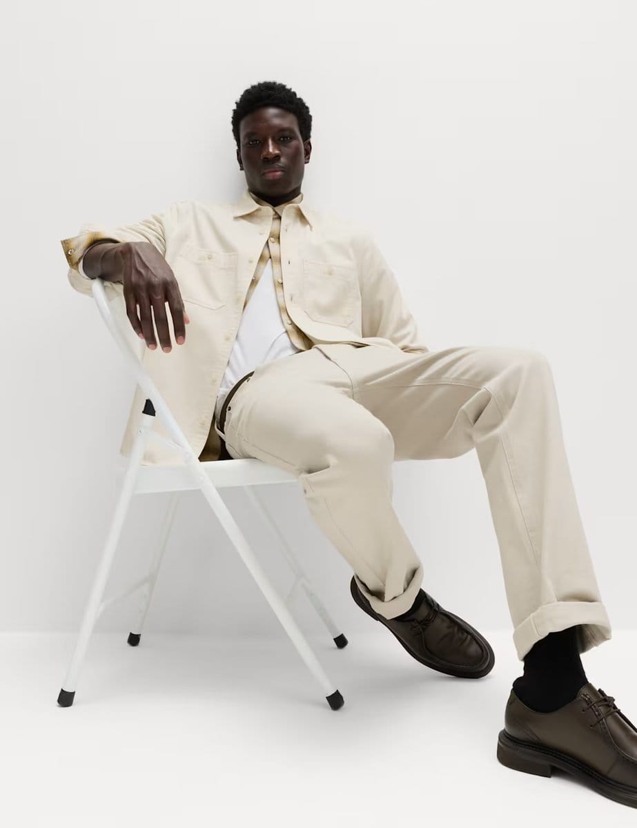 Marks & Spencer M&S Pure Cotton Garment Dye Oxford Shirt Ecru - 4