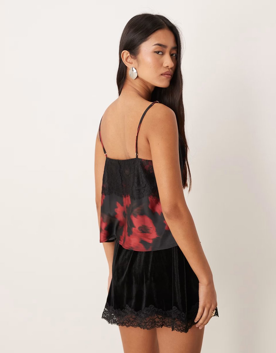 ASOS Abercrombie & Fitch lace cami top in red floral - 4