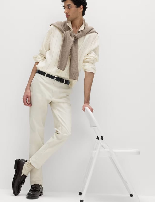 Marks & Spencer M&S Regular Fit Pure Linen Striped Shirt White Mix - 2