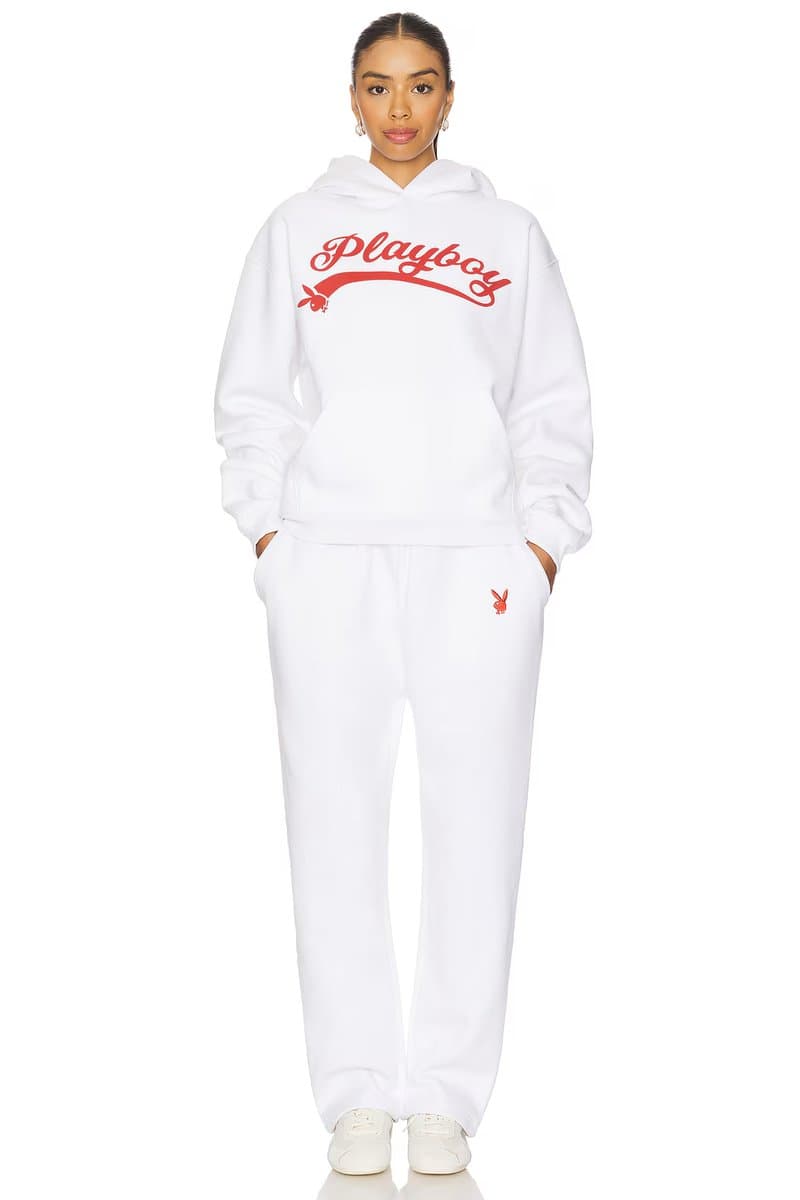 revolve Revolve Playboy Logo Hoodie and Sweatpant Set in White