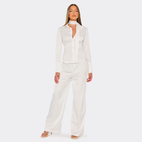 EGO EGO Low Rise Wide Leg Trousers in Cream