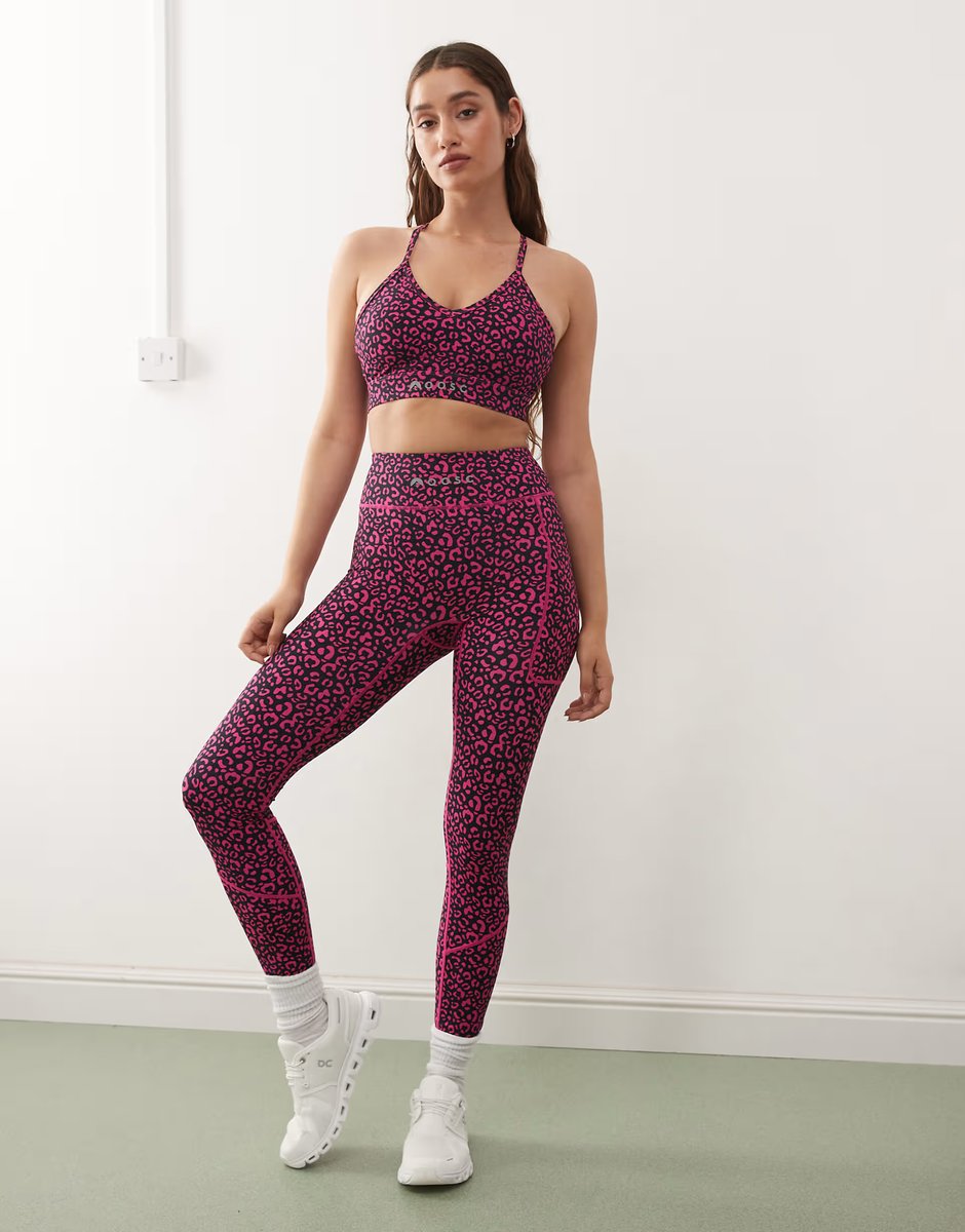 ASOS OOSC Infinite high waisted leggings - pink leopard in pink - 1