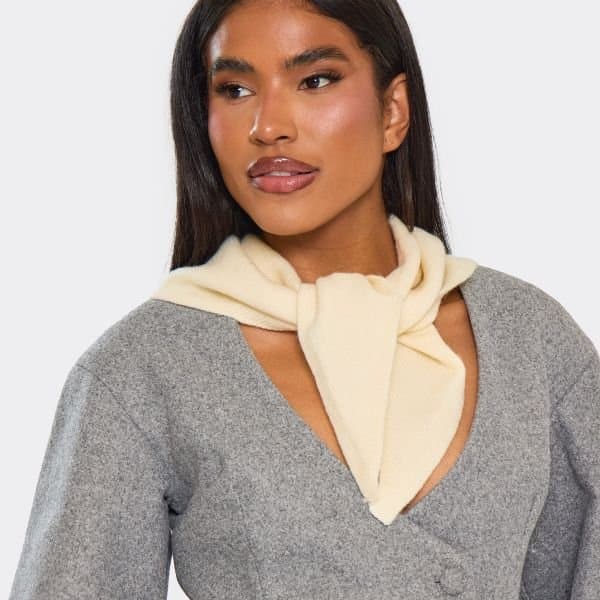 EGO EGO Tie Front Shawl Scarf in Cream