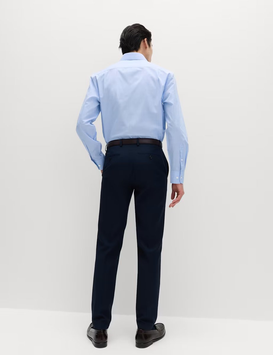 Marks & Spencer M&S 2 Pack Regular Fit Easy Iron Long Sleeve Shirts Blue Mix - 3